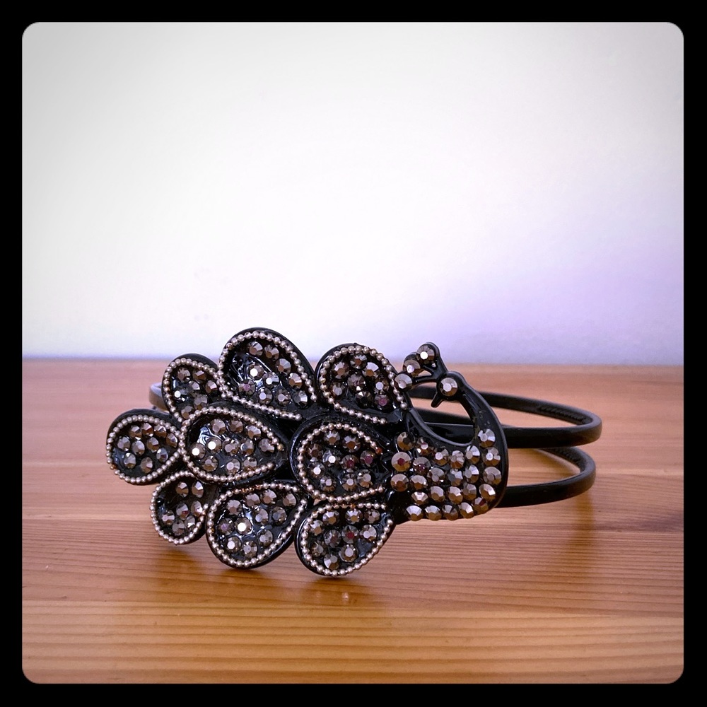 🦚 Peacock Swarovski hematite crystal headband 🦚